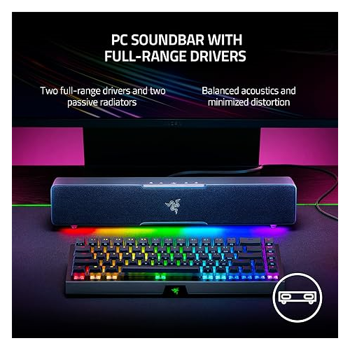 Razer Leviathan V2 X: PC soundbar-with full-range-drivers - Compact Design - Chroma RGB - USB Type C Power-and Audio Delivery - Bluetooth 5.0-for PC-laptop, Smartphones, Tablets-&-Nintendo Switch