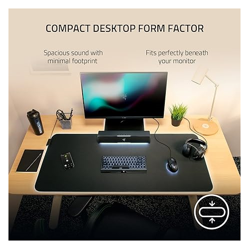 Razer Leviathan V2 X: PC soundbar-with full-range-drivers - Compact Design - Chroma RGB - USB Type C Power-and Audio Delivery - Bluetooth 5.0-for PC-laptop, Smartphones, Tablets-&-Nintendo Switch