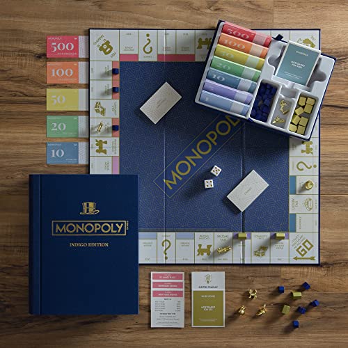 WS Game Company Monopoly and Scrabble Indigo Bookshelf Game Collection