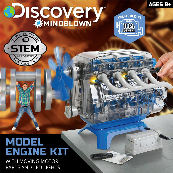 Discovery™ #Mindblown Model Engine Kit, with Moving Motor Parts And LED Lights