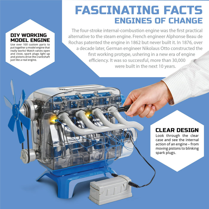 Discovery™ #Mindblown Model Engine Kit, with Moving Motor Parts And LED Lights