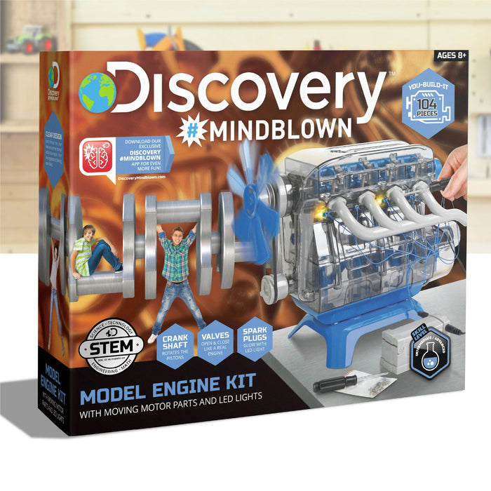Discovery™ #Mindblown Model Engine Kit, with Moving Motor Parts And LED Lights