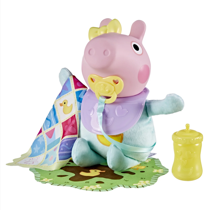 Peppa Pig Toys Oinks + Snuggles Baby Evie Interactive Baby Doll with Accessories, 20+ Sounds, 3+