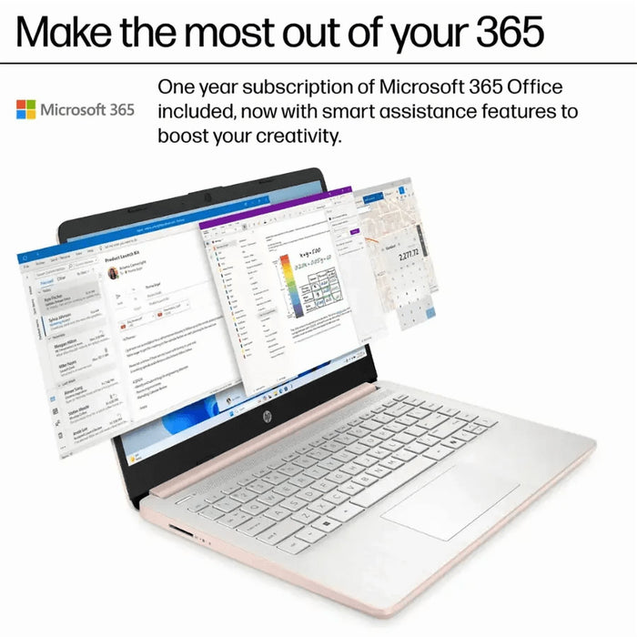HP 14” HD Laptop, Intel Processor N150, 4GB RAM, 128GB UFS, Windows 11 Home in S Mode, Pale Rose Gold