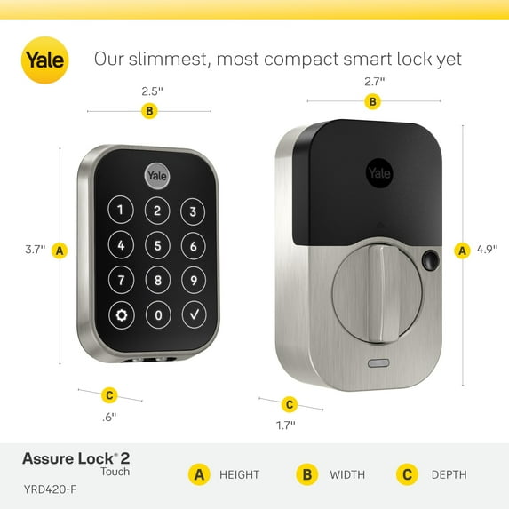 Yale Real Living YRD450FWF1BSP Assure Lock 2 Touch with Wi-Fi - Key-Free in Black Suede