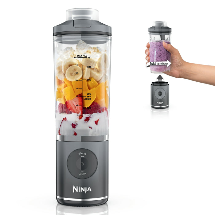 Ninja Blast MAX 20-Oz Portable Personal Blender, Twist & Go Vessel, Smoothie, Frozen Drinks, Ice Crush, BC200GY Gray