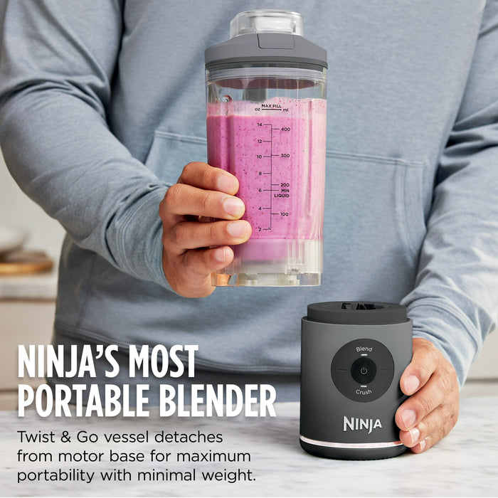 Ninja Blast MAX 20-Oz Portable Personal Blender, Twist & Go Vessel, Smoothie, Frozen Drinks, Ice Crush, BC200GY Gray