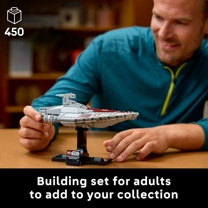 LEGO Star Wars Acclamator-Class Assault Ship Building Set for Adults - Star Wars Collectibles Set With Display Stand - Building Kit With 450 Pieces - 75404