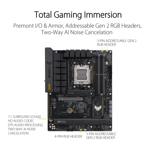 ASUS TUF Gaming B650-PLUS WiFi AMD B650 AM5 Ryzen™ Desktop 9000 8000 and 7000 ATX Motherboard, 14 Power Stages, PCIe® 5.0 M.2, DDR5 Memory, WiFi 6 and 2.5 Gb Ethernet, USB4® Support Aura Sync