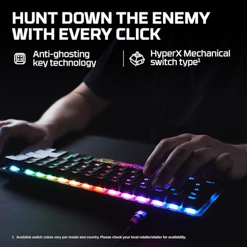 HyperX Alloy Origins 60 - Mechanical Gaming Keyboard - Ultra Compact 60% Form Factor - Tactile Aqua Switch - Double Shot PBT Keycaps - RGB LED Backlit - NGENUITY Software Compatible,Black