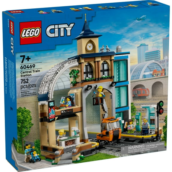 LEGO City Central Train Station Building Toy - Multi-Level Pretend Play Set for Boys & Girls, Ages 7+ - Building Blocks for Kids Who Love Train Sets - Gift Idea for Holidays & Birthdays - 60469