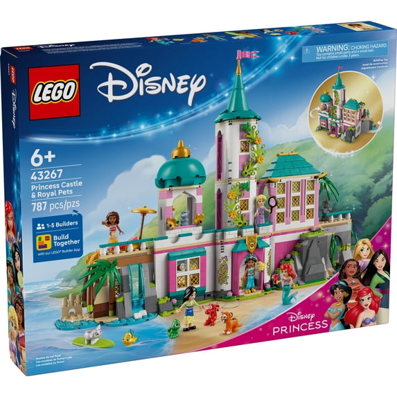 LEGO Disney Princess Castle & Royal Pets Kids Toy - Pretend Play Building Set for Girls and Boys, Ages 6+ - Includes Ariel, Rapunzel, Jasmine, Moana, and Mulan - Gift Idea for Birthdays - 43267
