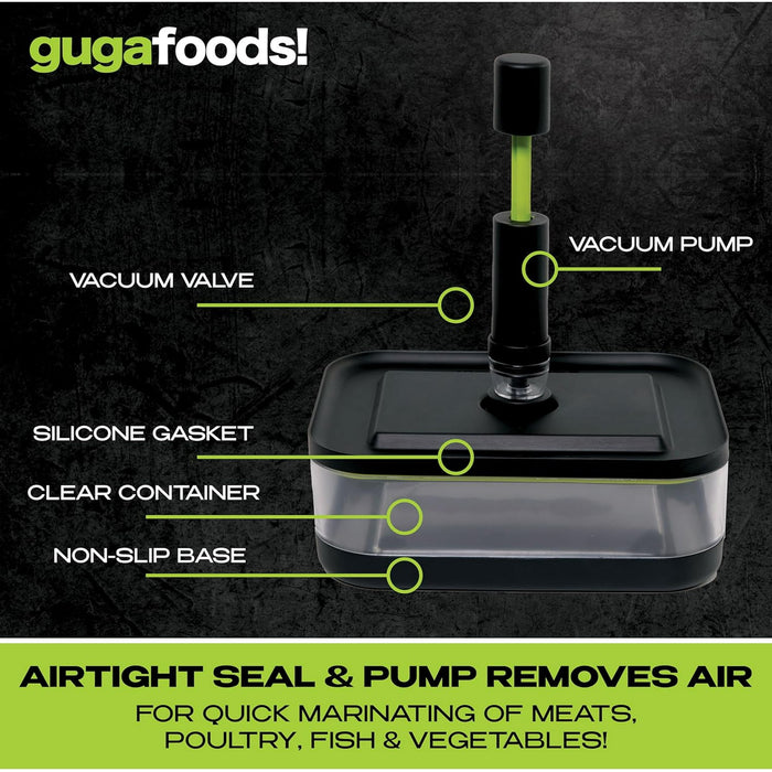 Guga Foods Vacuum Seal Marinade Set, Airtight Food Containers for Flavorful and Tender Meals