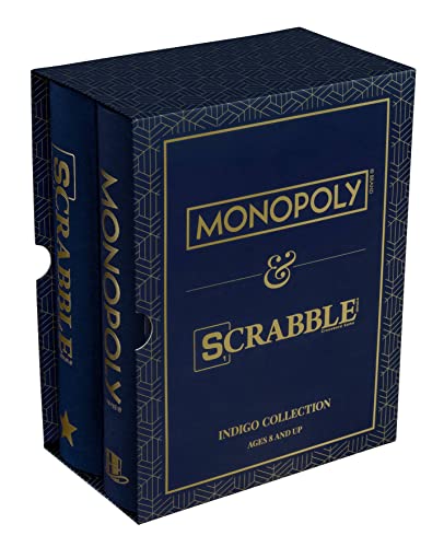 WS Game Company Monopoly and Scrabble Indigo Bookshelf Game Collection ...