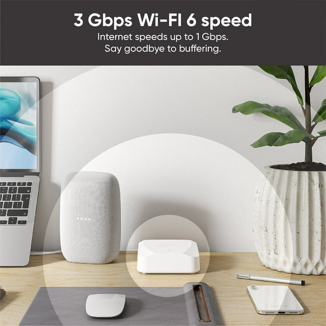 Wyze AX3000 Dual-Band Wi-Fi 6 Mesh Router System, Covers up to 3000 Sq. Ft, 100+ Devices, Replaces Router and Extender, Supports Wired Backhaul, 2x 1 Gbps Ports per router - 2 Pack