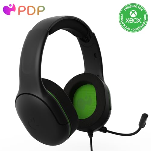 PDP Gaming AIRLITE Pro Headset with Mic for Xbox Series X/S/Xbox One/PC, Wired Power Stereo Headphones, Windows Sonic Spatial Sound, Lightweight Memory Foam - Black