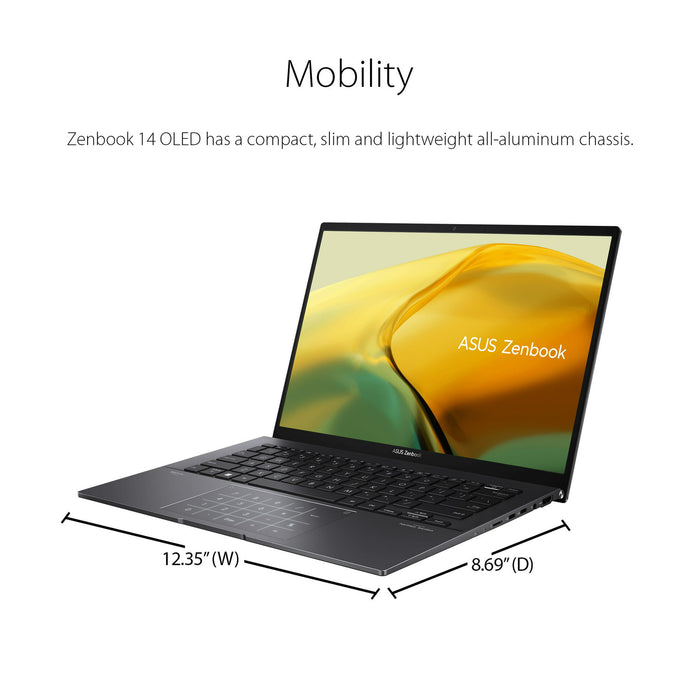 ASUS Zenbook 14” OLED Touch PC Laptop, AMD Ryzen 5 7530U, 8GB, 256GB, Windows 11, UM3402YA-WS51T