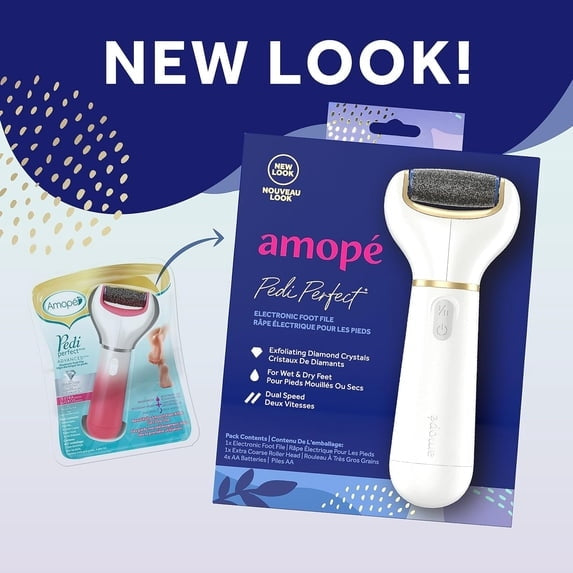 Amope Pedi Perfect Electronic Foot File with Diamond Crystals – Removes Hard & Dead Skin