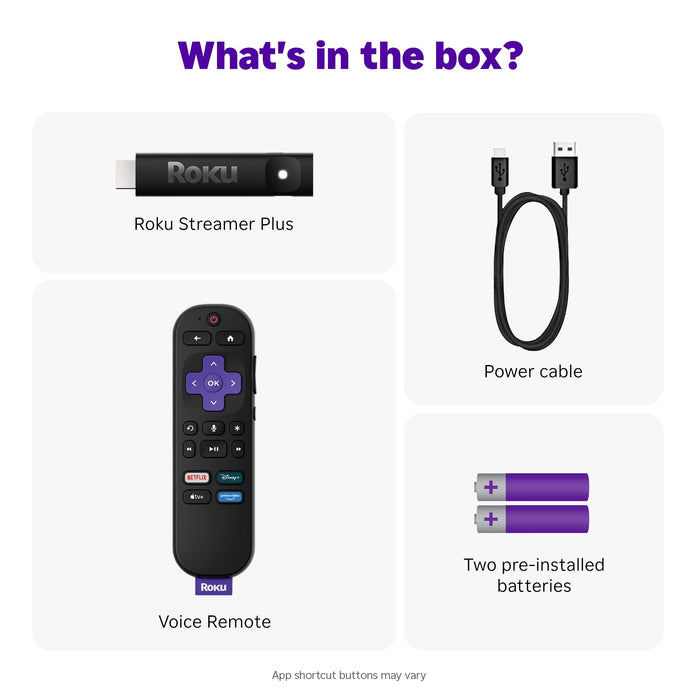 Roku Streamer Plus 4K HDR Streaming Device for TV with Voice Remote, Free & Live TV Streaming