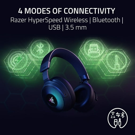 Razer Kraken V4 Pro Wireless Gaming Headset with Control Hub, RGB Chroma, Black