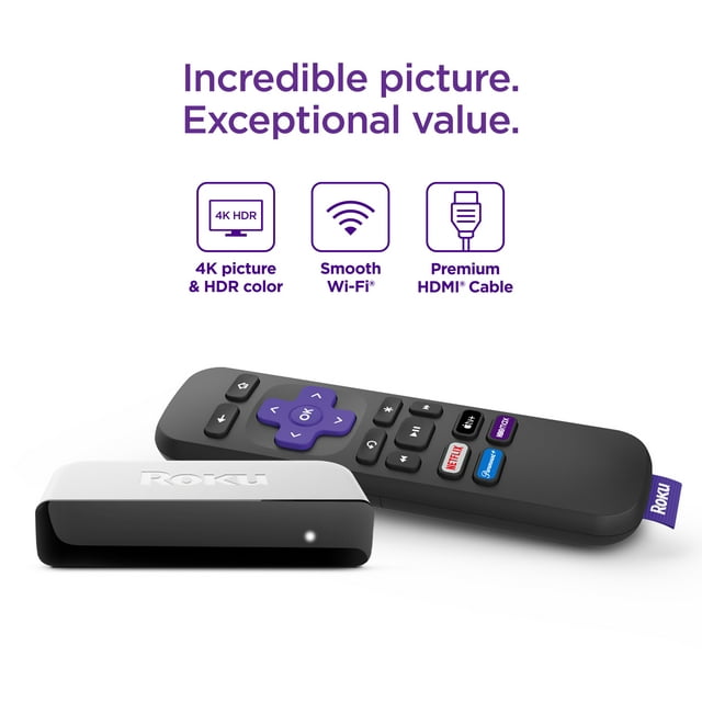 Roku Premiere | 4K/HDR Streaming Media Player with Premium High Speed HDMI Cable and Simple Remote