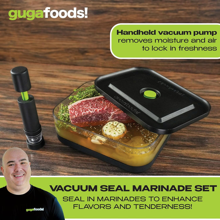 Guga Foods Vacuum Seal Marinade Set, Airtight Food Containers for Flavorful and Tender Meals