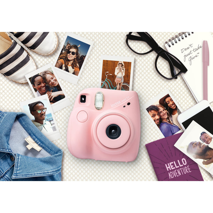 Fujifilm INSTAX Mini 7+ Bundle (10-Pack Film, Album, Camera Case, Stickers), Light Pink, Brand New Condition