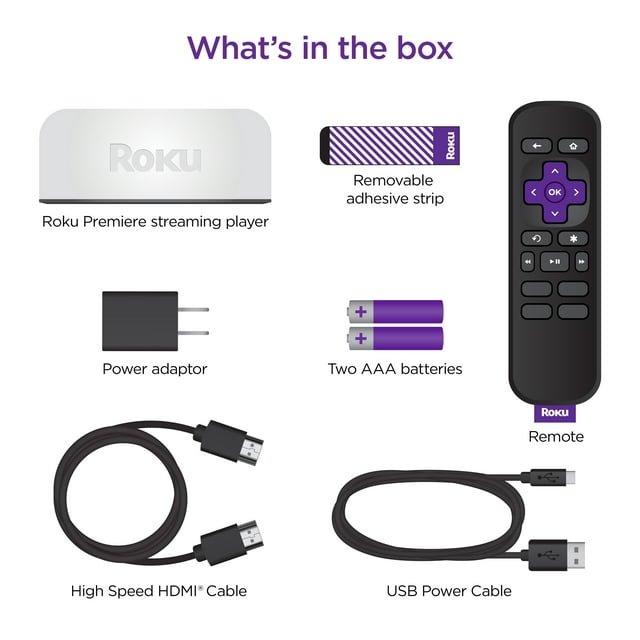 Roku Premiere | 4K/HDR Streaming Media Player with Premium High Speed HDMI Cable and Simple Remote