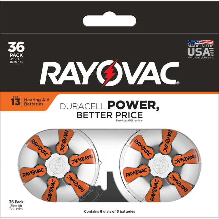 Rayovac Size 13 Hearing Aid Batteries (36 Pack), Size 13 Batteries