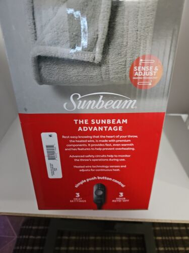 Sunbeam Lofttec Foot Pocket Electric Heated Throw Blanket Machine Washable 50x60