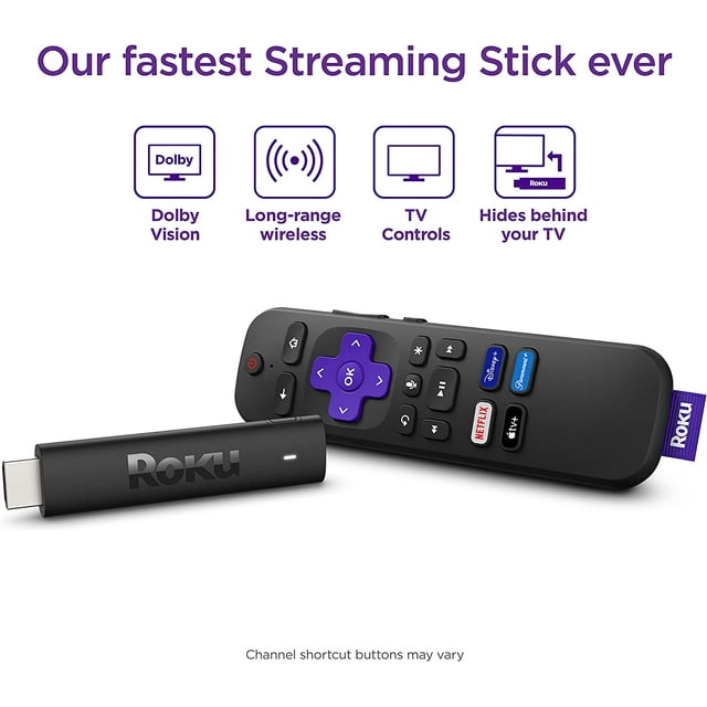 Roku Streaming Stick 4K | Portable Roku Streaming Device 4K/HDR/Dolby Vision, Roku Voice Remote, Free & Live TV