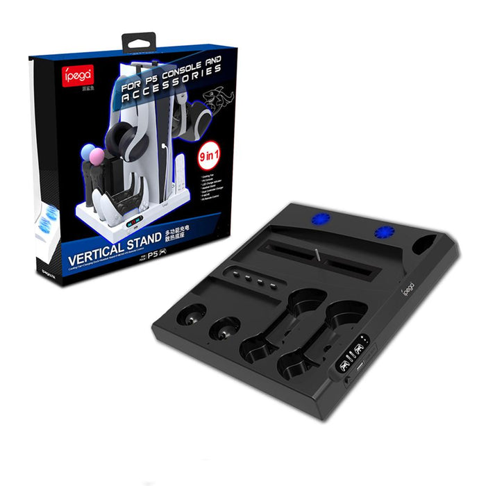 Cooling Fan with Vertical Stand for Playstation 5 Using for Holding and Charging Console and Accessories Black