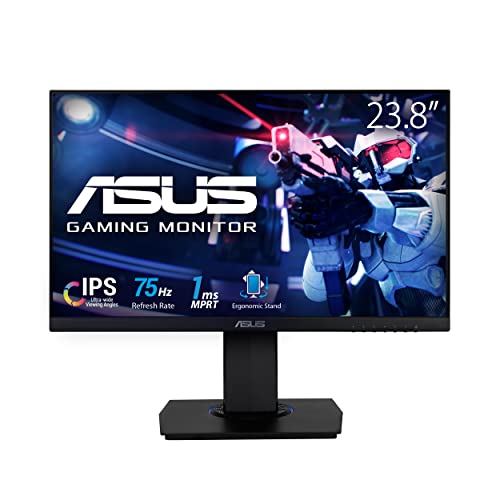 ASUS 23.8” 1080P Gaming Monitor (VG246H) - Full HD, IPS, 75Hz, 1ms, FreeSync, Extreme Low Motion Blur, Low Blue Light, Flicker Free, VESA Mountable, HDMI, VGA, Height Adjustable, 12.8"x21.3"x2",Black