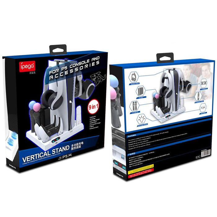 Cooling Fan with Vertical Stand for Playstation 5 Using for Holding and Charging Console and Accessories Black