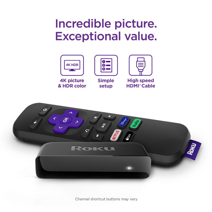 Roku Premiere | 4K/HDR Streaming Media Player with Premium High Speed HDMI Cable and Simple Remote