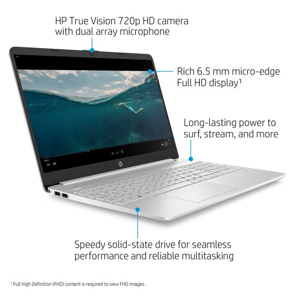 HP 15.6 Laptop, Intel Core i3-1115G4, 8GB RAM, 256GB SSD, Spruce