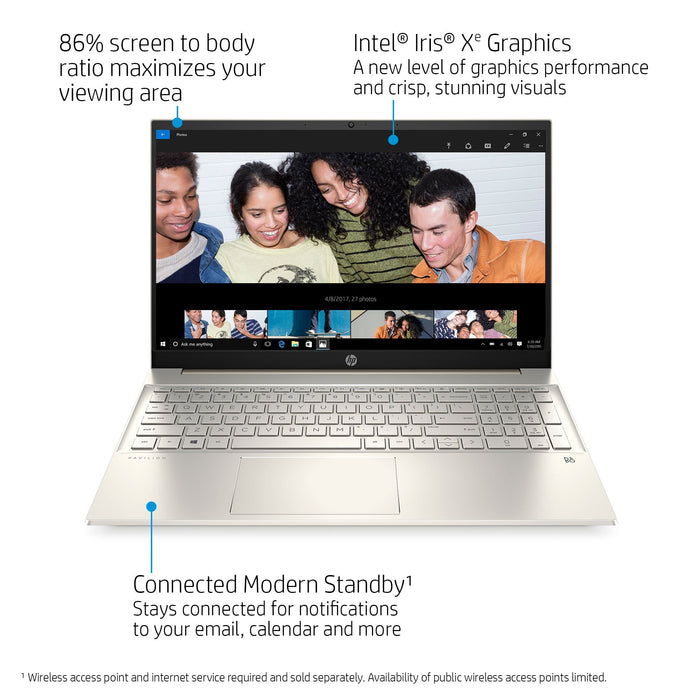 HP Pavilion 15.6 FHD Touch, Intel Core i7-1165G7, 8GB RAM, 512GB SSD, Lunar Gold, 15-eg0070wm