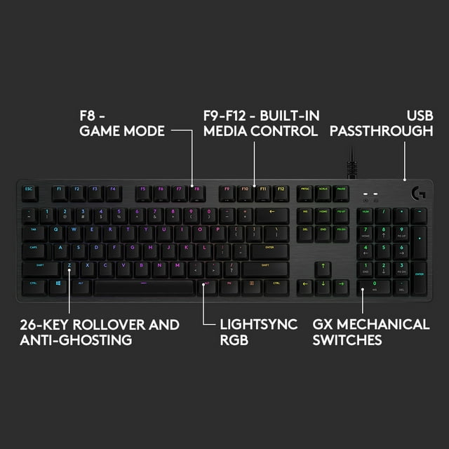 Logitech G512 CARBON LIGHTSYNC RGB Mechanical Gaming Keyboard with GX Brown switches - Tactile