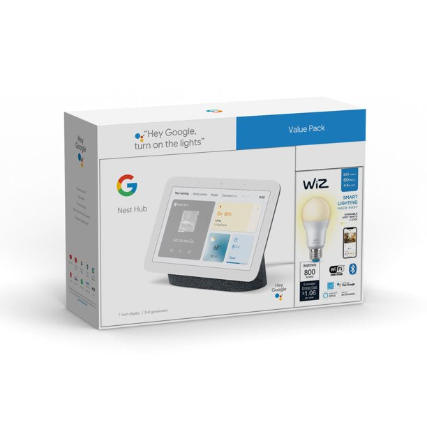 Google Nest Hub (Gen 2) Smart Home Display - Wiz Smart Wi-Fi Connected LED Light Bulb - Charchol