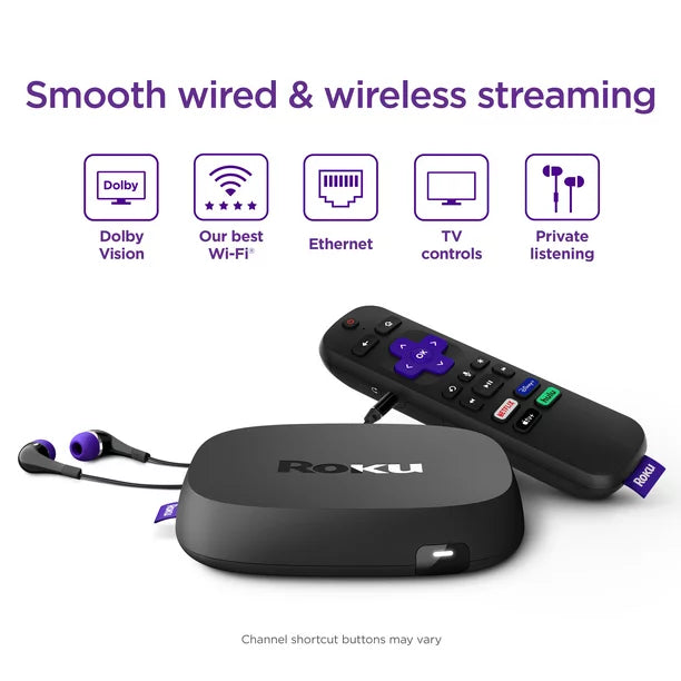 "Roku Ultra LT Streaming Device 4K/HDR/Dolby Vision with Roku Voice Remote, Private Listening, and Premium HDMI® Cable"